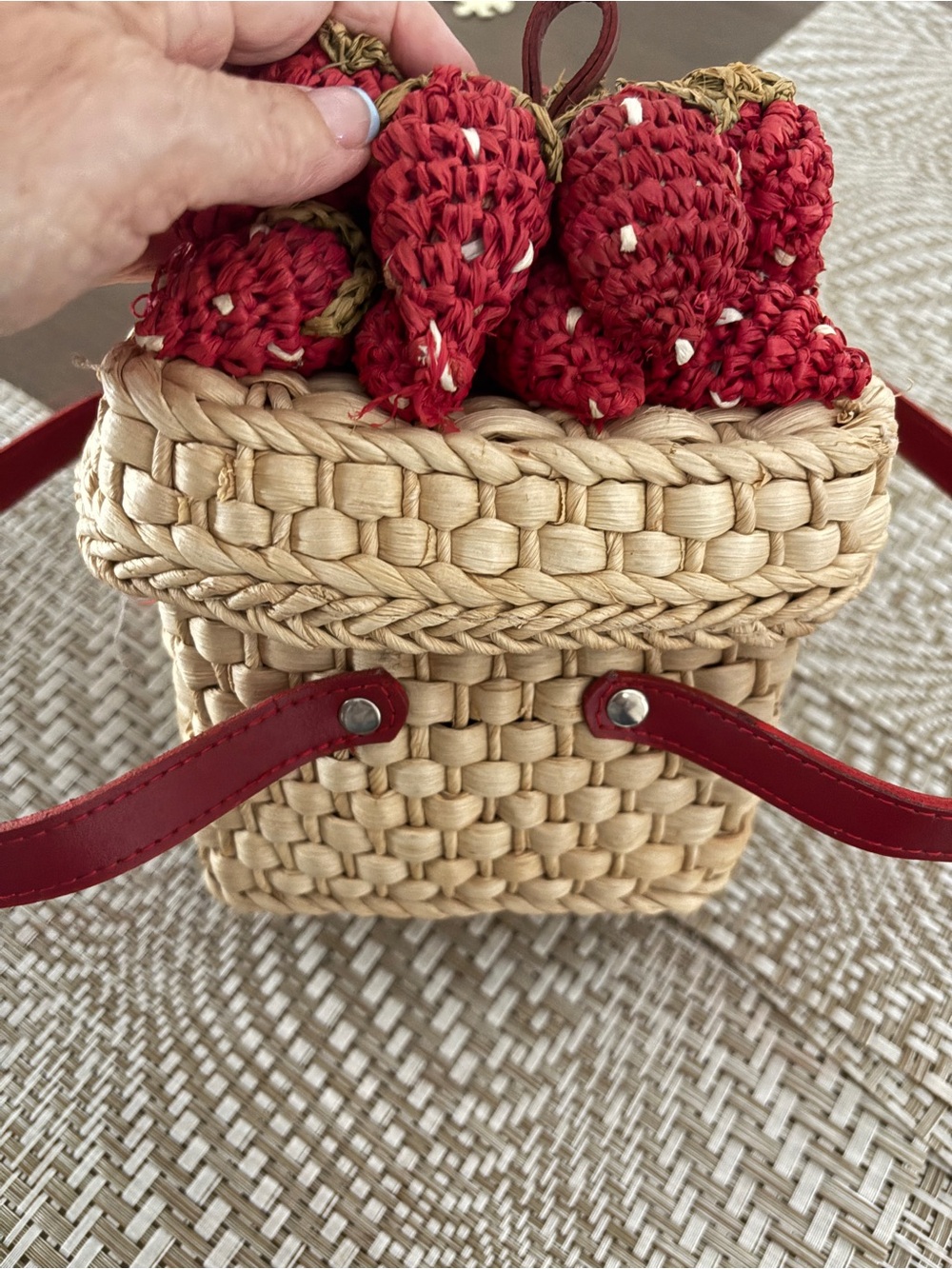 Lulu Guinness Strawberry Basket Bag 2003. Vintage woven straw basket purse.